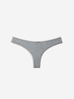 6 pack Women’s Lace Trim Ribbed Thong Underwear – Soft Stretch Sexy Panty