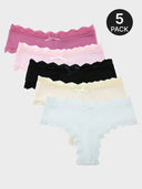 5-Pack Women’s Lace Thongs – Mid Waist Sexy Panties
