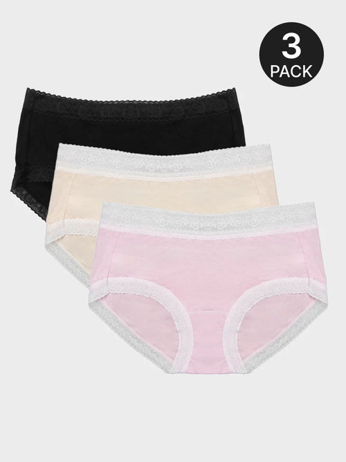 3-Pack Women’s Cotton Lace Trim Panties