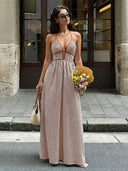 Women’s Striped Halter Neck Maxi Dress