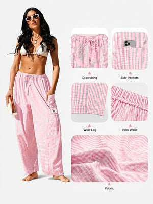 Gingham Wide Leg Pants – Casual Loose Fit