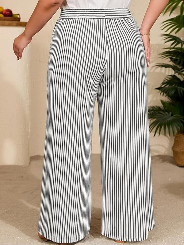 Striped High-Waist Wide Leg Pants