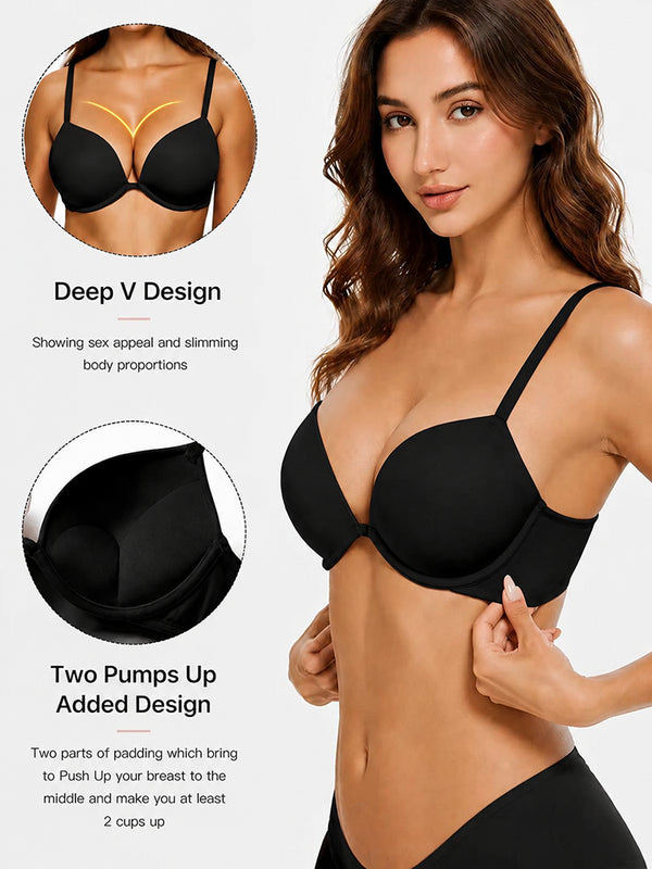 Deep V Seamless Push-Up T-Shirt Bra