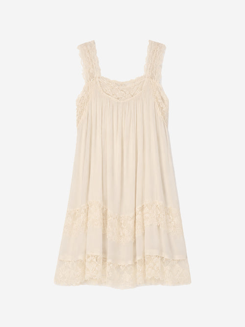 Romantic Lace Trim Babydoll Mini Dress