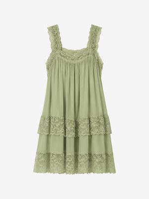 Romantic Lace Trim Babydoll Mini Dress