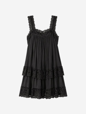 Romantic Lace Trim Babydoll Mini Dress