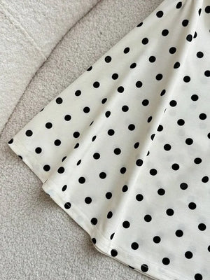 Women's Ruched Tie Back Polka Dot Dress