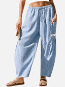 Women's Casual Loose Fit Gingham Wide Leg Pants