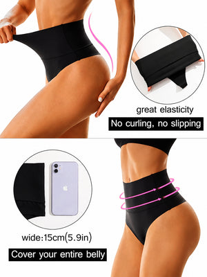 4-Pack Women's High Waist Seamless Tummy Control Thongs