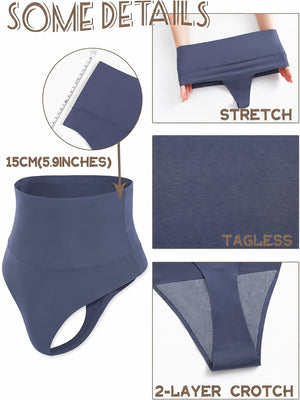 4-Pack Women's High Waist Seamless Tummy Control Thongs