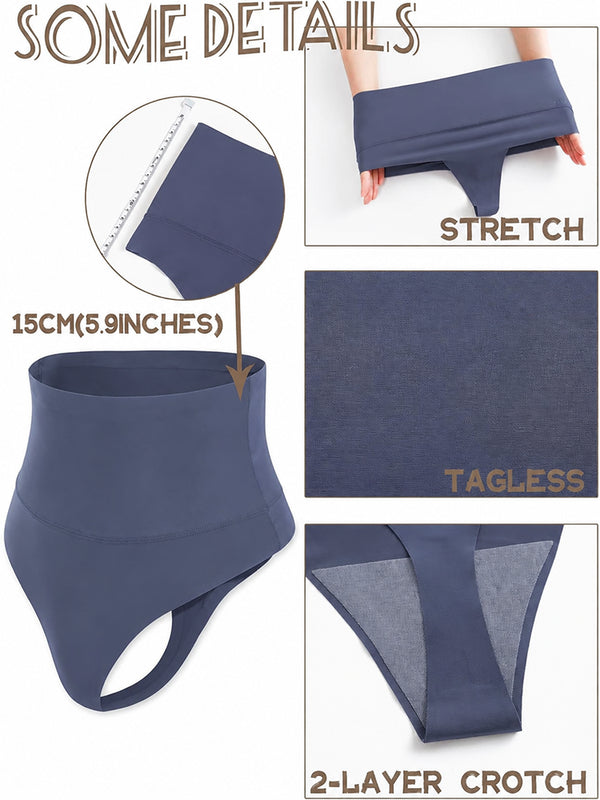 4-Pack Women's High Waist Seamless Tummy Control Thongs