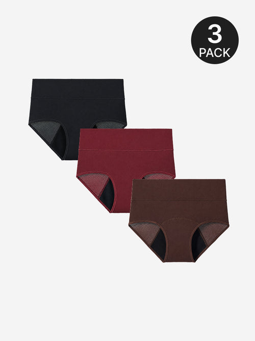 3-Pack Women's High Waisted Leakproof Period Underwear