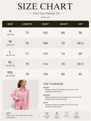 Women's 2-Piece Gauze Set Button Down Shirt & Shorts