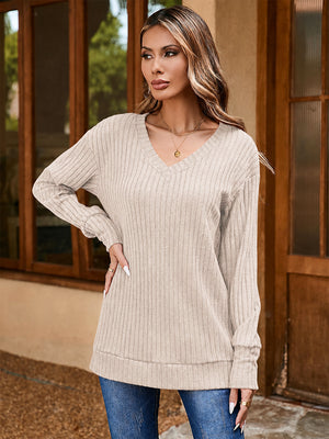 Women's Lightweight V Neck Knit Tunic Top