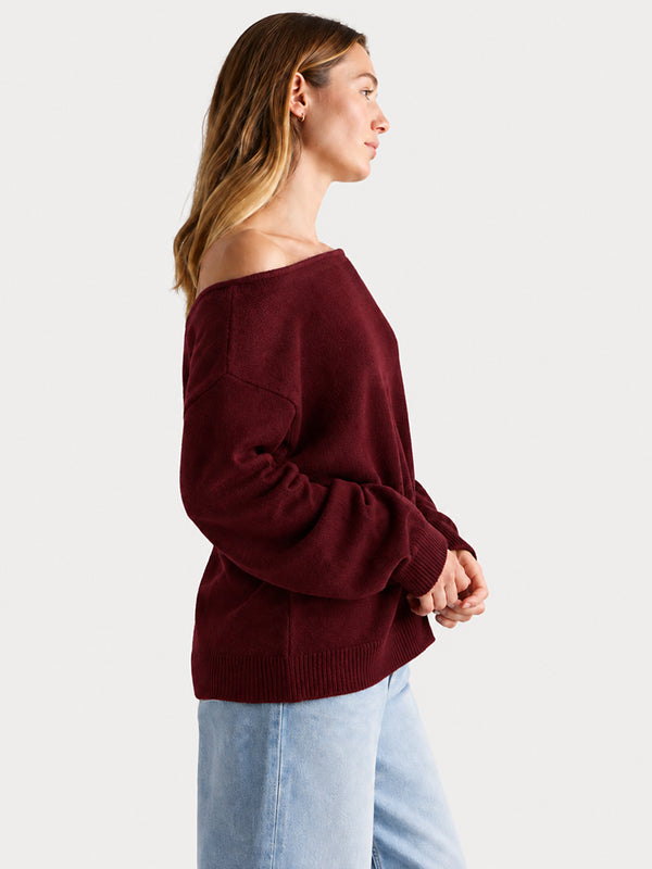 Women’s Relaxed Scoop Neck Drop Shoulder Sweater