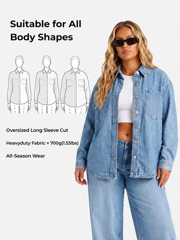 Vintage Wash Oversized Denim Shirt Jacket