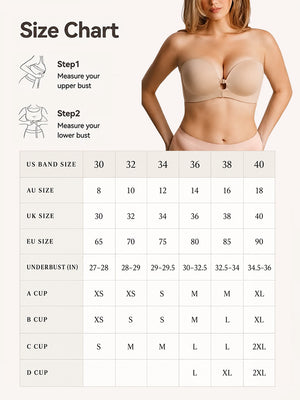 Women’s Strapless Front Closure Push-Up Bra + FREE Seamless High Waist X-Shape Tummy Control Panties