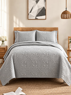Vintage Damask Ultrasonic Quilted Bedding Set