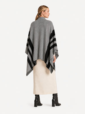 The Premium Wool Blend Striped Cape Wrap