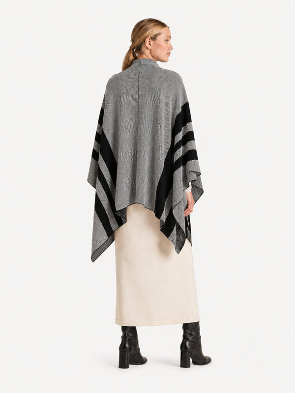 The Premium Wool Blend Striped Cape Wrap