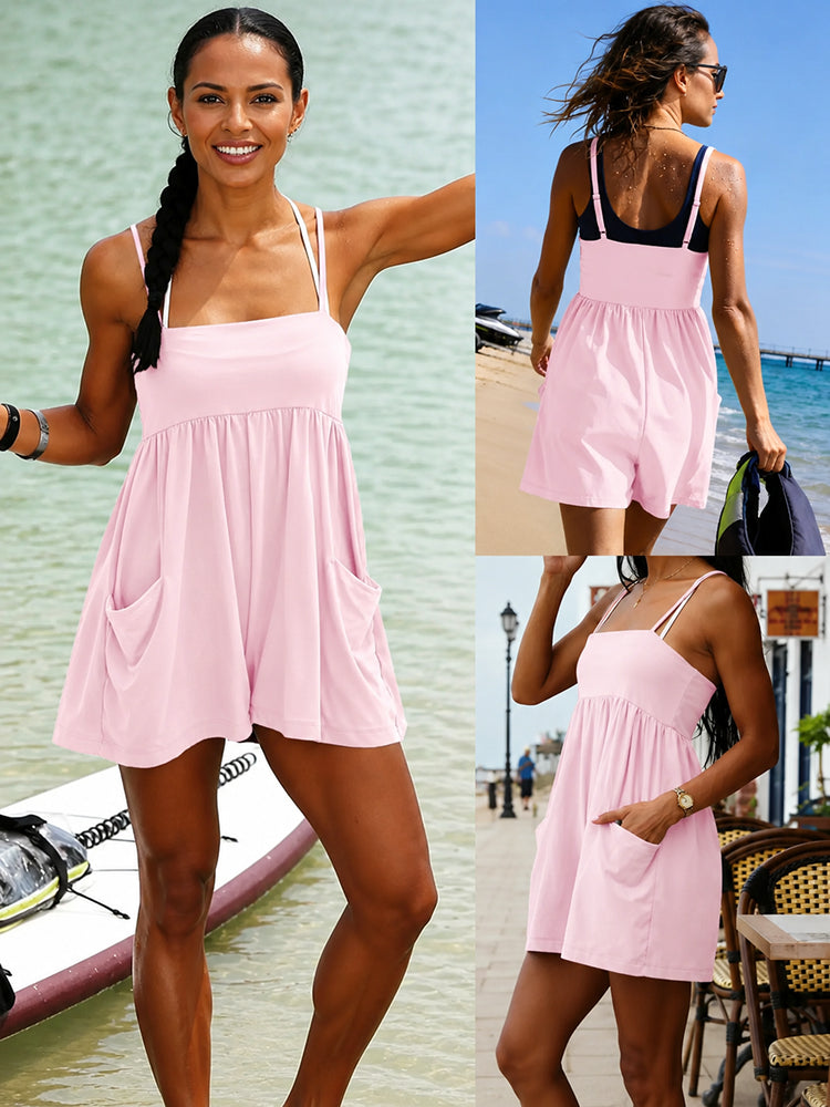 Square Casual Cami Off Shoulder Loose Sports Jumpsuit