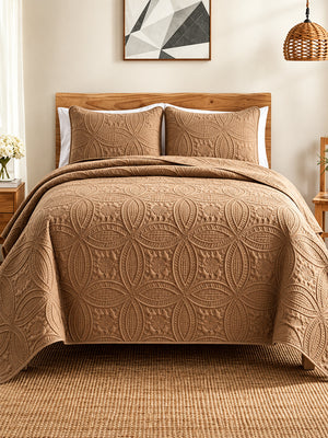 Vintage Damask Ultrasonic Quilted Bedding Set