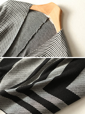 The Premium Wool Blend Striped Cape Wrap