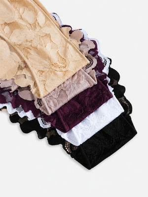 Women's Sexy Lace Panties – 5 Pack Floral Underwear Set