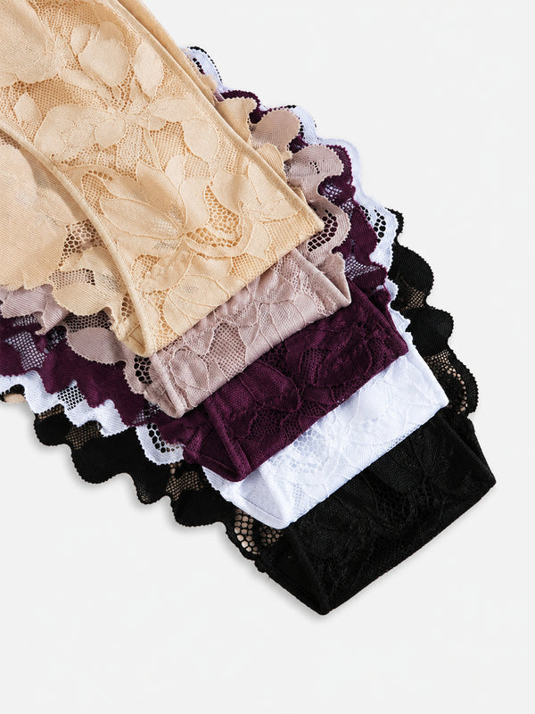 Women's Sexy Lace Panties – 5 Pack Floral Underwear Set