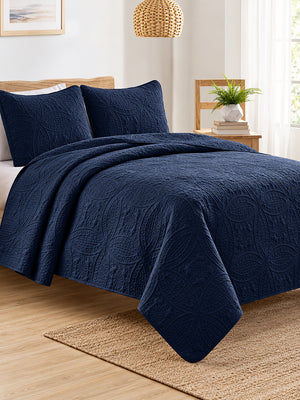 Vintage Damask Ultrasonic Quilted Bedding Set
