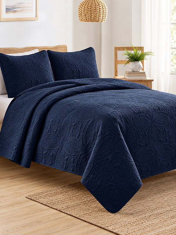 Vintage Damask Ultrasonic Quilted Bedding Set