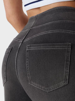 High Waisted Pockets Baggy Wide Leg Washed Casual Jeans