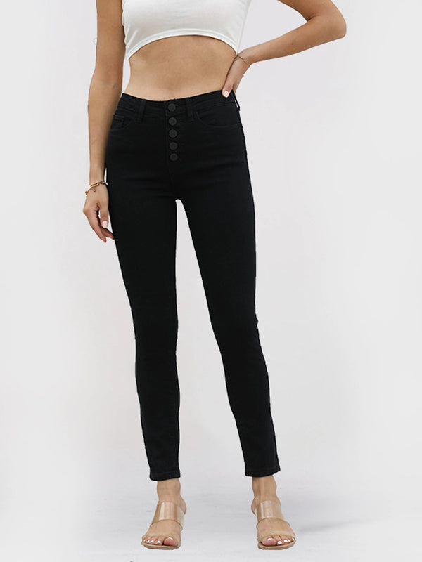 High-Waisted Elastic Butt-Lifting Skinny Jeans