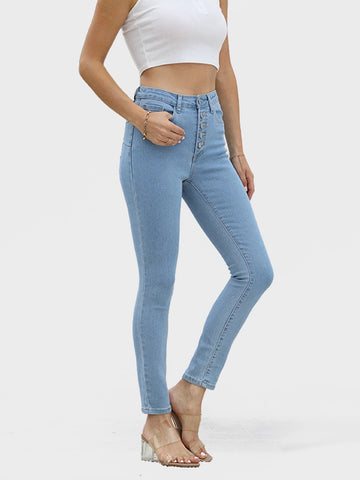 High-Waisted Elastic Butt-Lifting Skinny Jeans