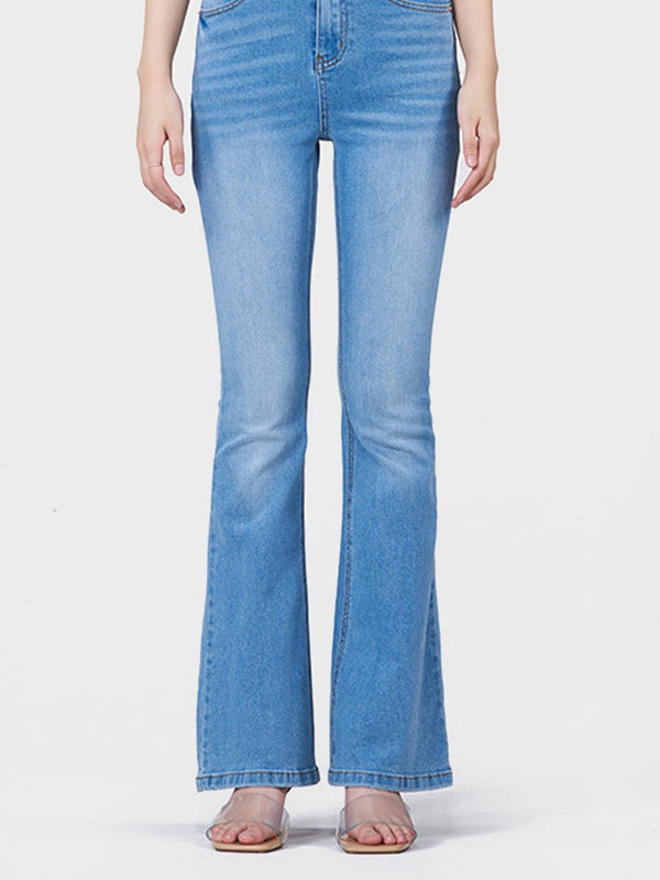 Women's Retro Flare Jeans - Distressed High Waisted Bootcut Bell Bottoms, Slim Fit Stretch Denim Pants