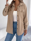 Women’s Solid Corduroy Shirt Jacket