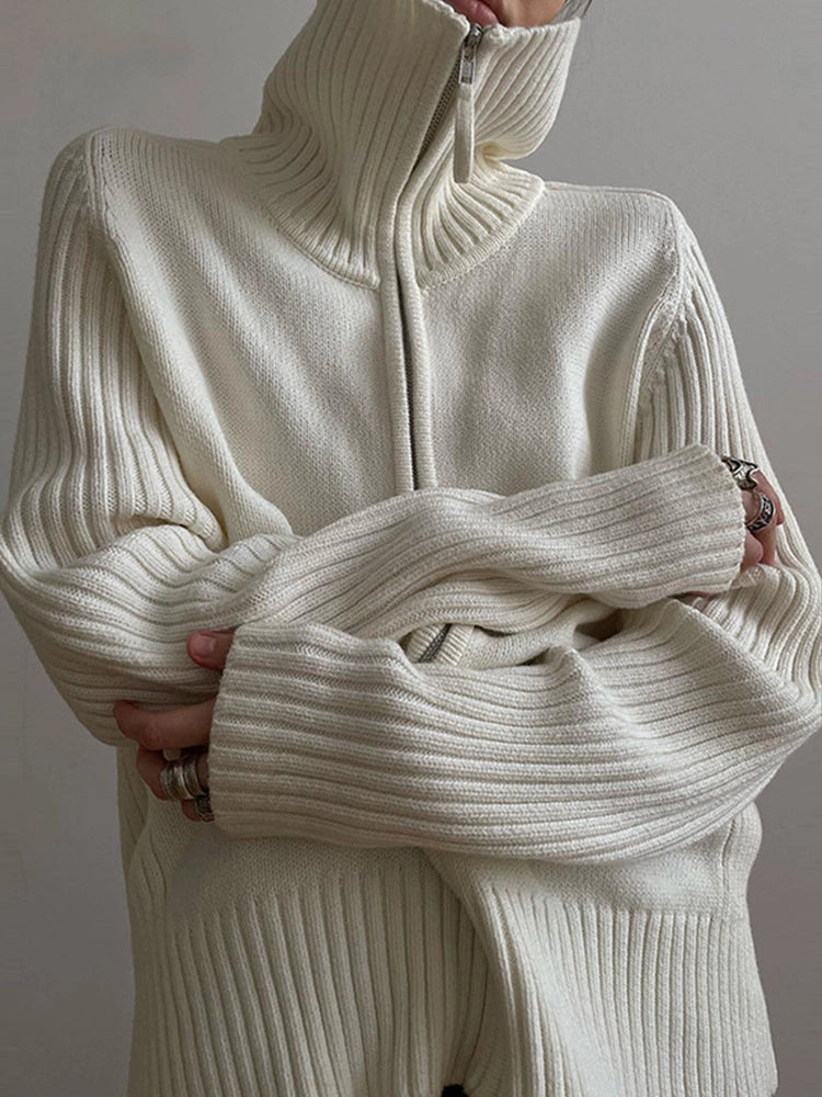 Womens Long Sleeve Zip Up Cardigan Sweaters