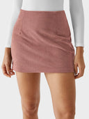 High Waisted Invisible Zipper 2-in-1 Mini A-line Corduroy Casual Skirt