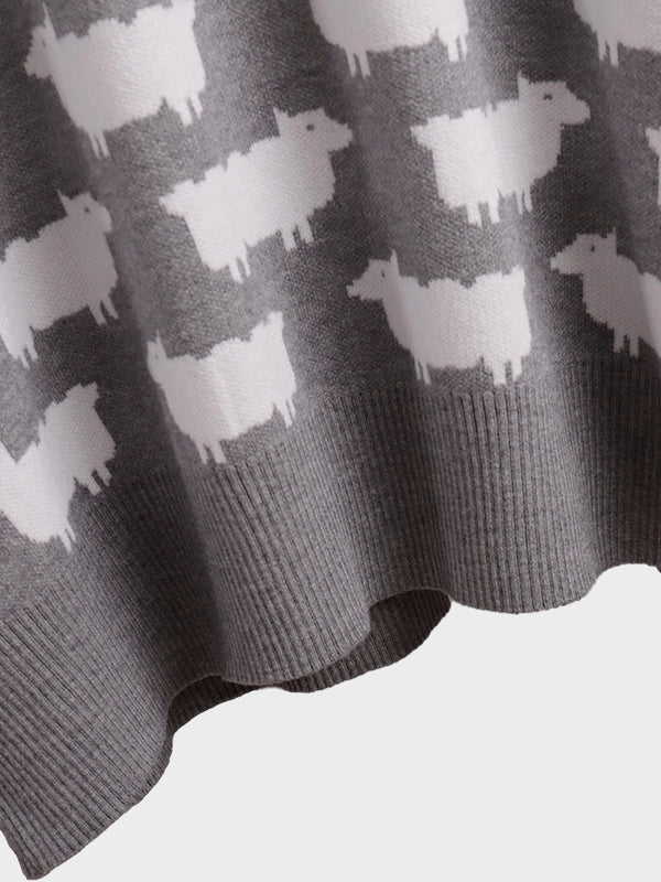 Women's Crew Neck oversize Alpaca Print Sweater