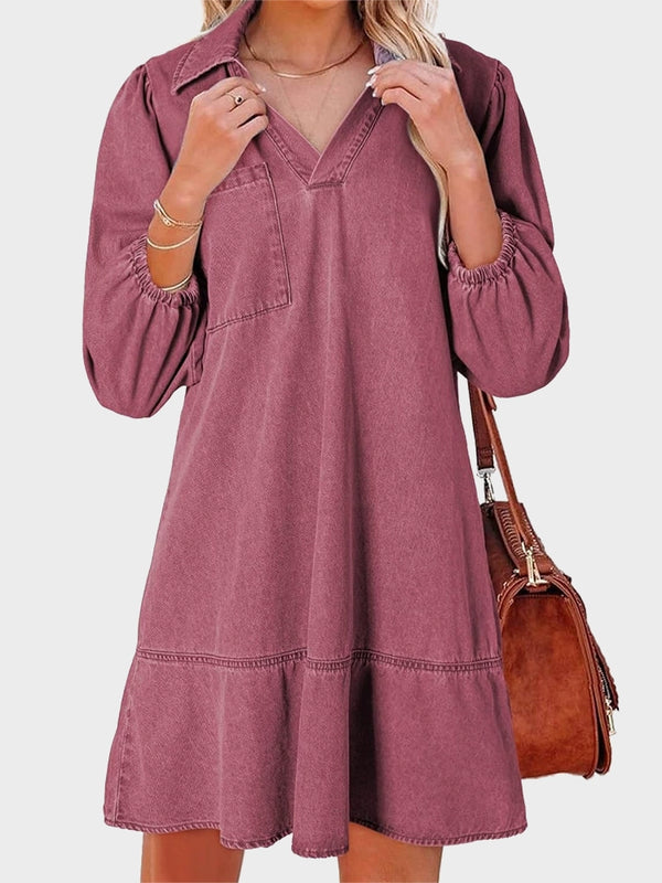 Denim Dress for Women Fashion Fall Casual Babydoll