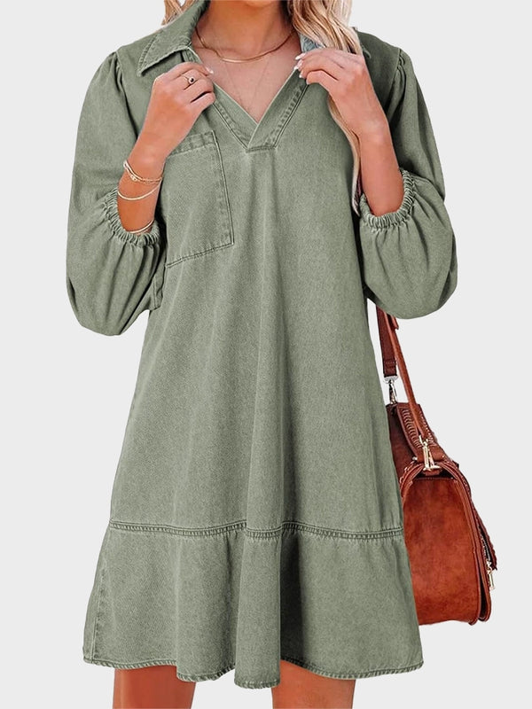 Denim Dress for Women Fashion Fall Casual Babydoll
