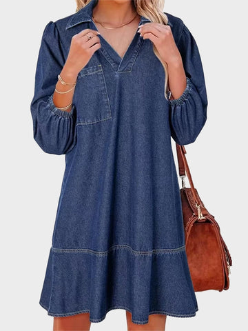 Denim Dress for Women Fashion Fall Casual Babydoll