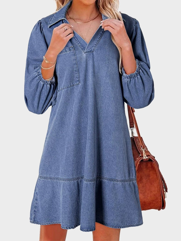 Denim Dress for Women Fashion Fall Casual Babydoll