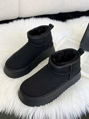 Women's Short Winter Boots | Faux Suede Sherpa Lined Ankle Boots | Warm Comfortable Anti-Slip Sole