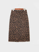 Women's High-Waisted Leopard Print Denim Skirt with Slit