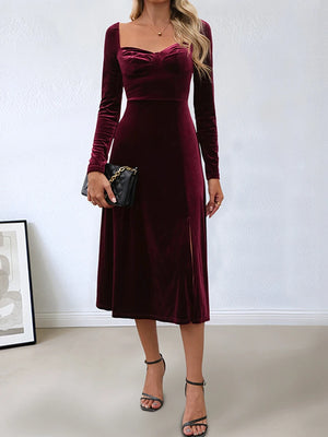 Women's Velvet Long Sleeve Bodycon Maxi Dress
