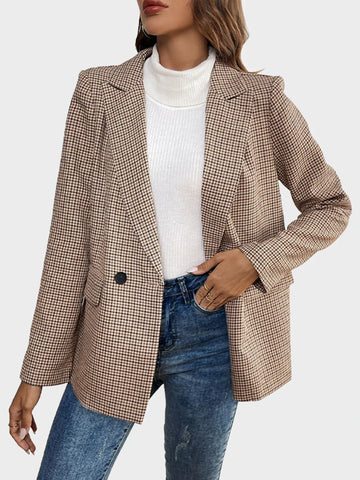 Women's Plaid Houndstooth Blazer Jacket