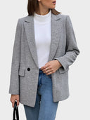 Women's Plaid Houndstooth Blazer Jacket
