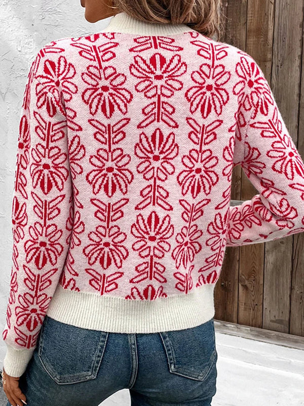 Women's  Floral Print Turtleneck Sweater