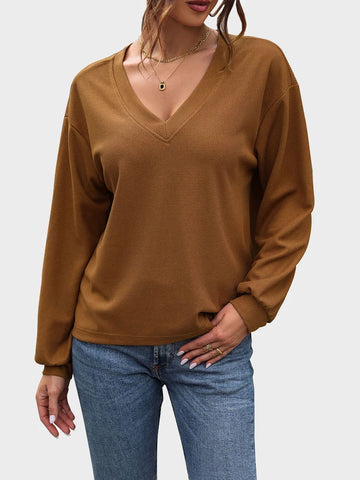 Womens V Neck Long Sleeve Tops